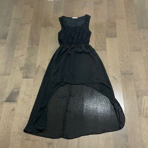 Black lace detail high-low dress